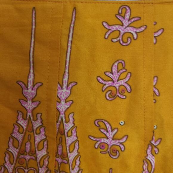 Tribal Bulgaria Womens Size 8‎ Floral 2-Tiered Pleated Skirt Orange Brown Boho - Picture 8 of 12